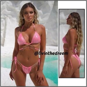 MODA MINX MAGIC IN MAKO MIMI WRAP TRIANGLE & RUCHED TIE SIDE BIKINI BOTTOMS